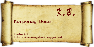 Korponay Bese névjegykártya